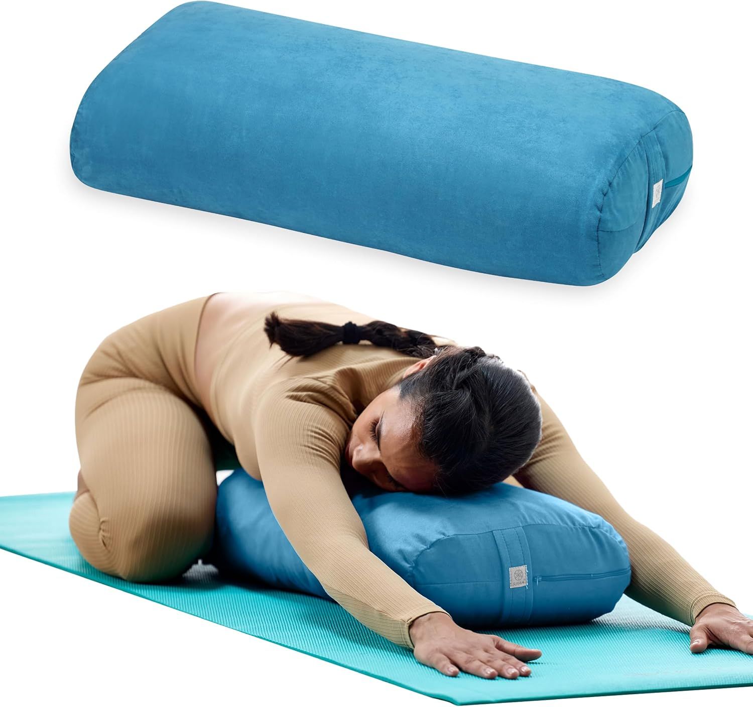 Gaiam Yoga Bolster Pillow, Supportive Cushion for Restorative Yoga 