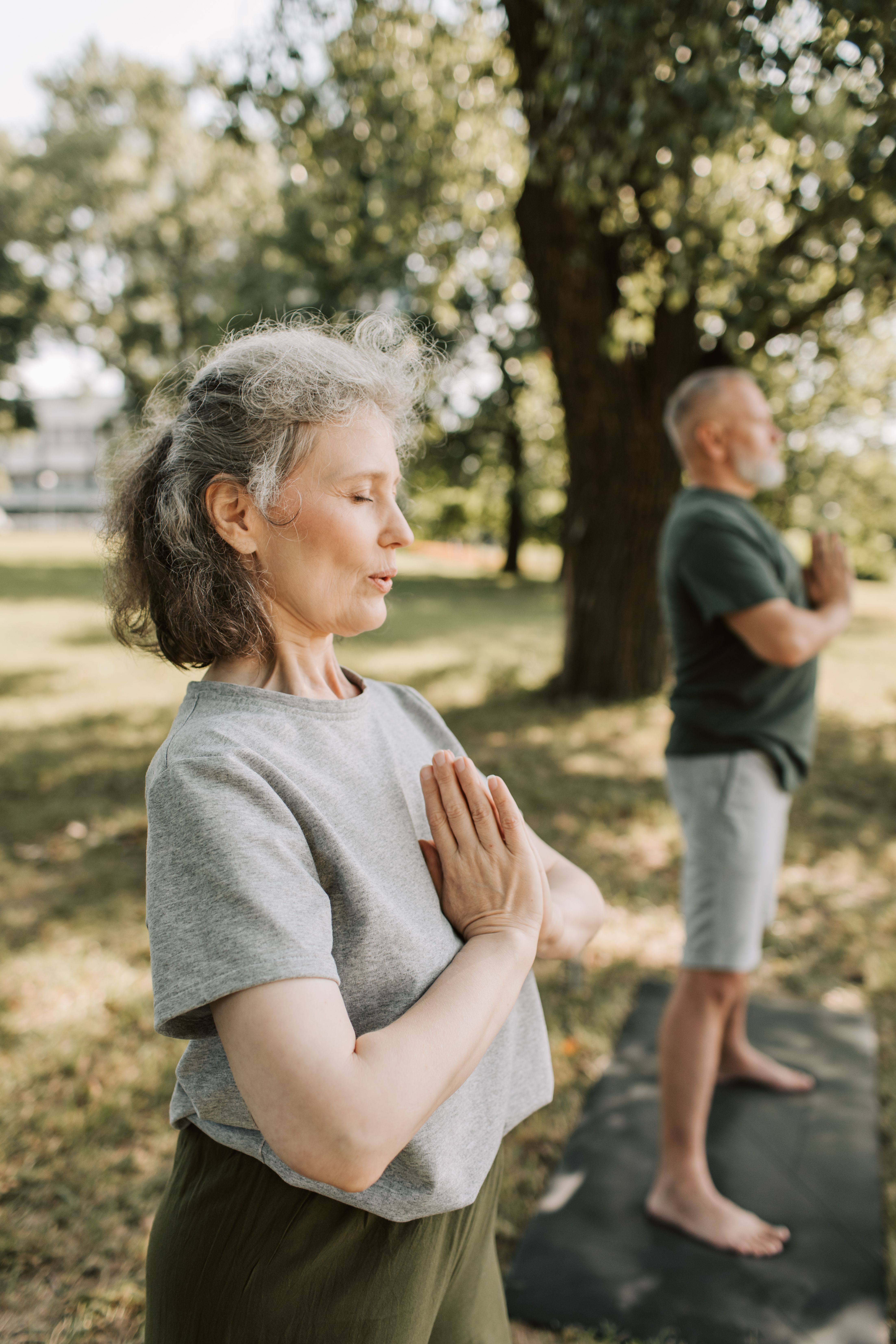 Mindful aging and recovery in a calm outdoor setting